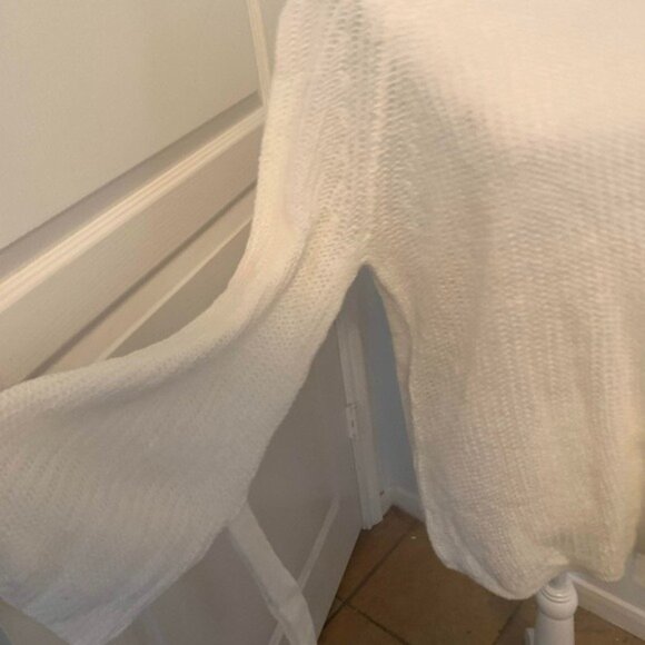 Womens Medium Project Naadam White Acrylic Knit Sweater With Bow-Tie Sleeves - Picture 3 of 6